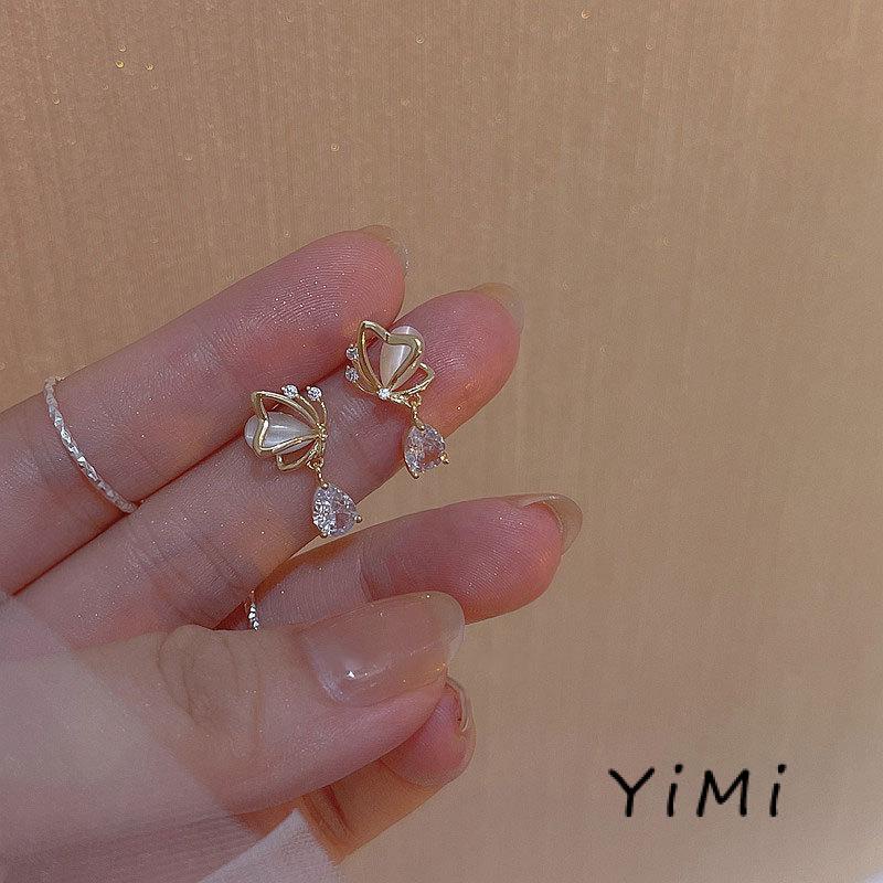 🎀Bông Tai Mạ Bạc 925 Đính Đá Opal Hình Giọt Nước Bướm Giọt Nước Thời Trang Cho Nữ