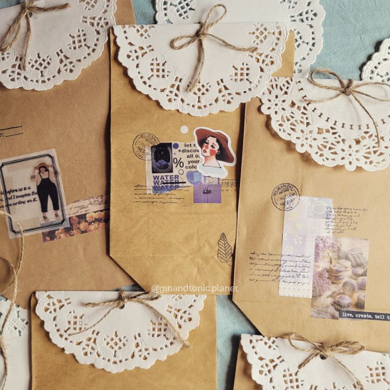 Túi giấy quà tặng vintage trang trí theo phong cách bullet journal - ginandtonic