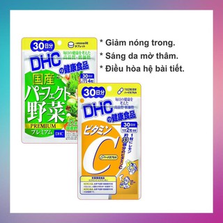 Bộ Sản Phẩm Viên Uống DHC Giảm Nóng Trong, Sáng Da  30 ngày- Viên uống Rau củ và Viên uống Vitamin C