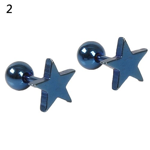 1 Pair Unisex Pentagram Pattern Alloy Ear Stud Earring Jewelry Charms for Party