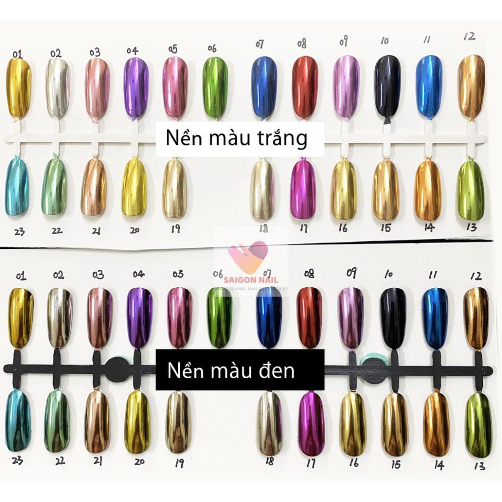 Bột gương , bột tráng gương nail ,  Hủ lớn đủ 5 gram [hàng chuẩn loại 1 ] Collection 01 -23 [ Bảng màu thật]