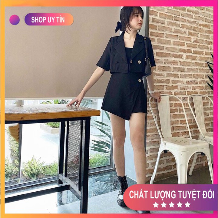 [Mã FADI5K245 giảm 5K đơn 0đ] Set Đồ Nữ 💦Combo Váy Áo💦 áo vest croptop + chân váy Mã SET13 | BigBuy360 - bigbuy360.vn