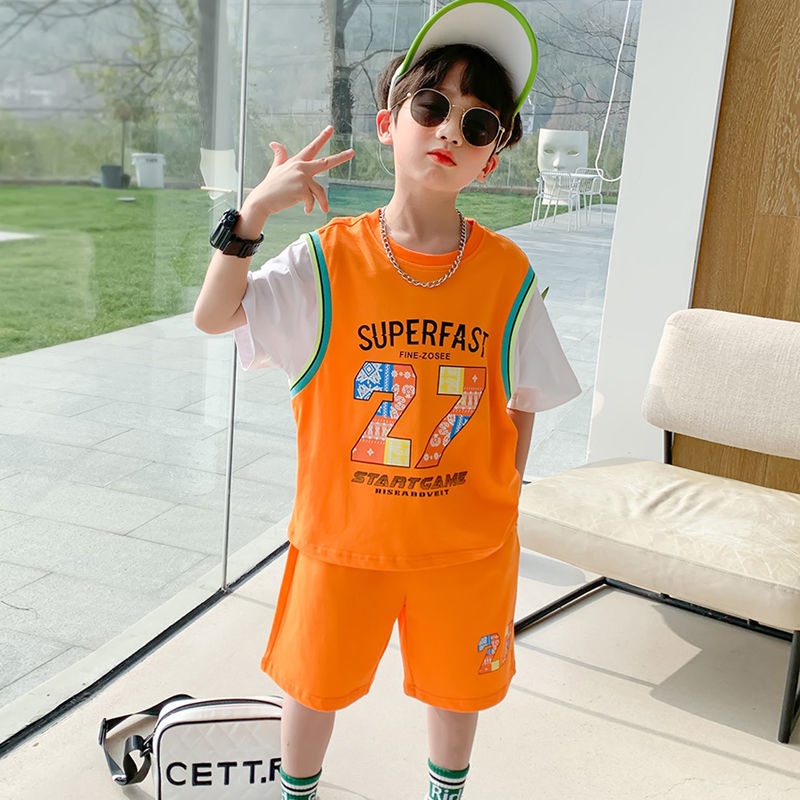 Bộ Trang Phục Thể Thao Hai Món Bằng cotton Thời Trang Mùa Hè Dành Cho Bé Trai 2022