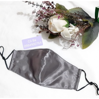 Khẩu trang phi lụa màu xám