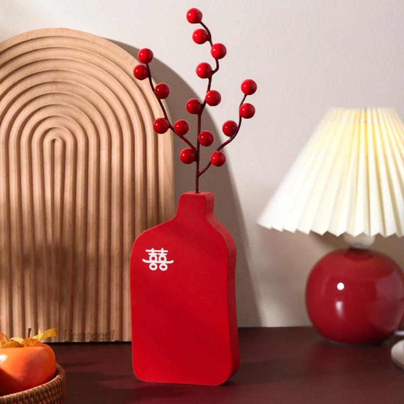 [Fenteer1] Bình Hoa Màu Đỏ Điêu Khắc Trung Tâm Trang Trí Phòng Khách Đám Cưới