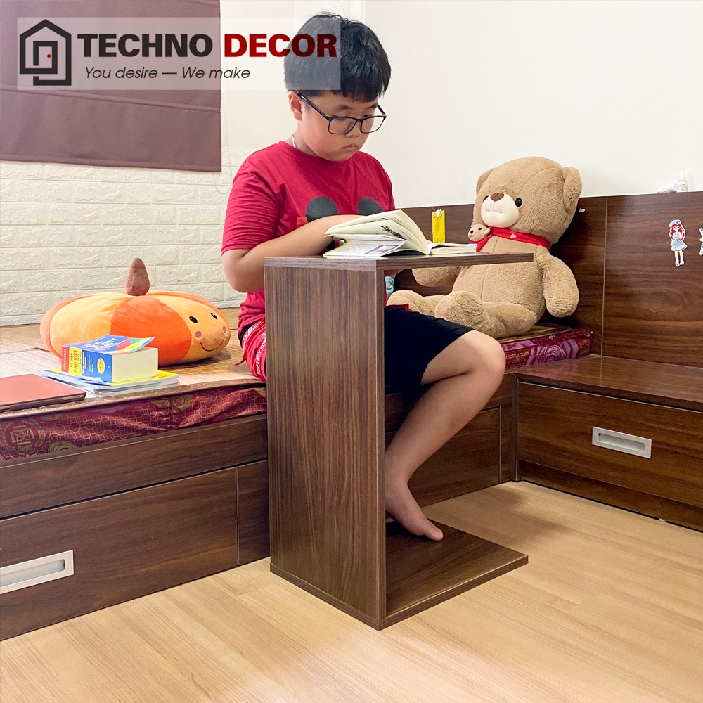 Bàn Gỗ Làm Việc Cài Sofa Giường Ngủ Hình Chữ C Bàn Trang Trí Phòng Khách Phòng Ngủ Đa Năng TechnoDecor BT0010