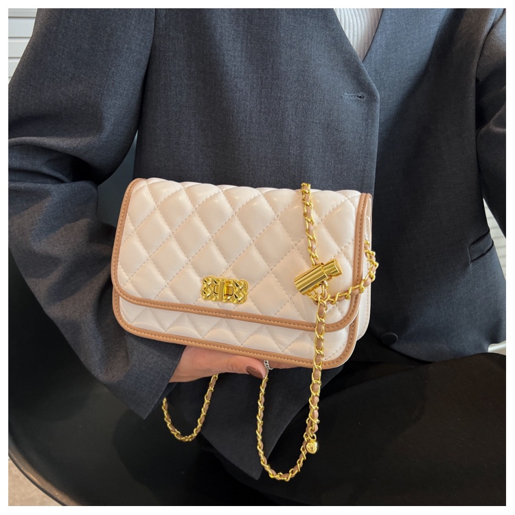 IELGY Túi Đeo Vai Hình Vuông Cỡ Nhỏ Họa Tiết Hình Thoi Phối Dây Xích Thời Trang Cho Nữ