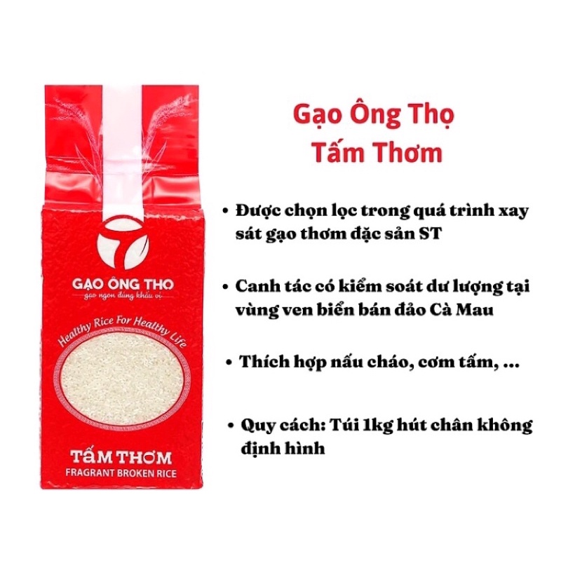 Gạo tấm thơm (st25) Ông thọ 1kg nấu cháo dinh dưỡng cho bé .cơm tấm