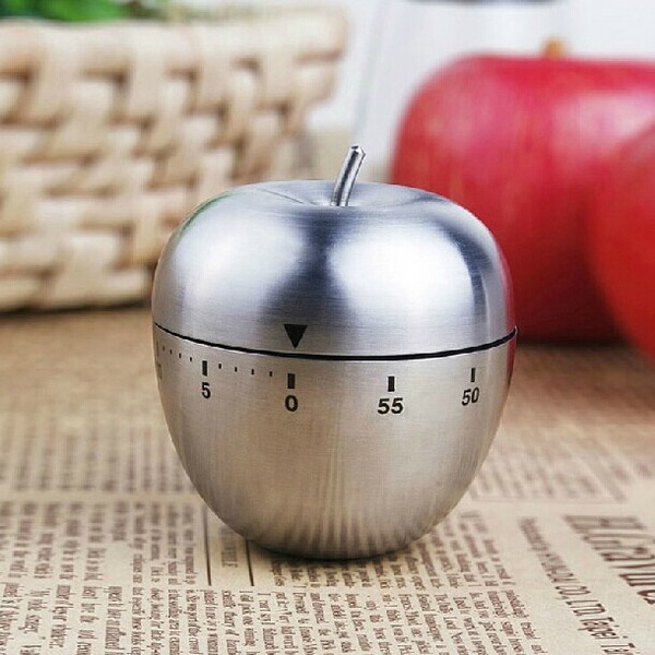 (HÀNG LOẠI 1) Đồng hồ đếm ngược quả táo bằng inox cơ học