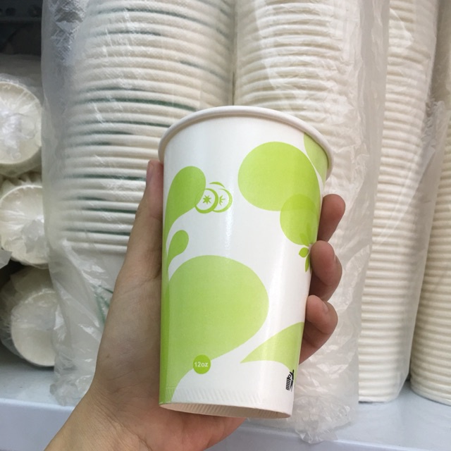 50 cốc giấy dùng 1 lần 350ml, ly giấy 12oz uống nước, cà phê