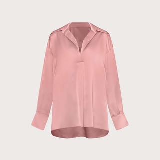 Graphé - QUINCY pink shirt / Áo sơ mi lụa thiết kế tay dài oversize hồng pastel