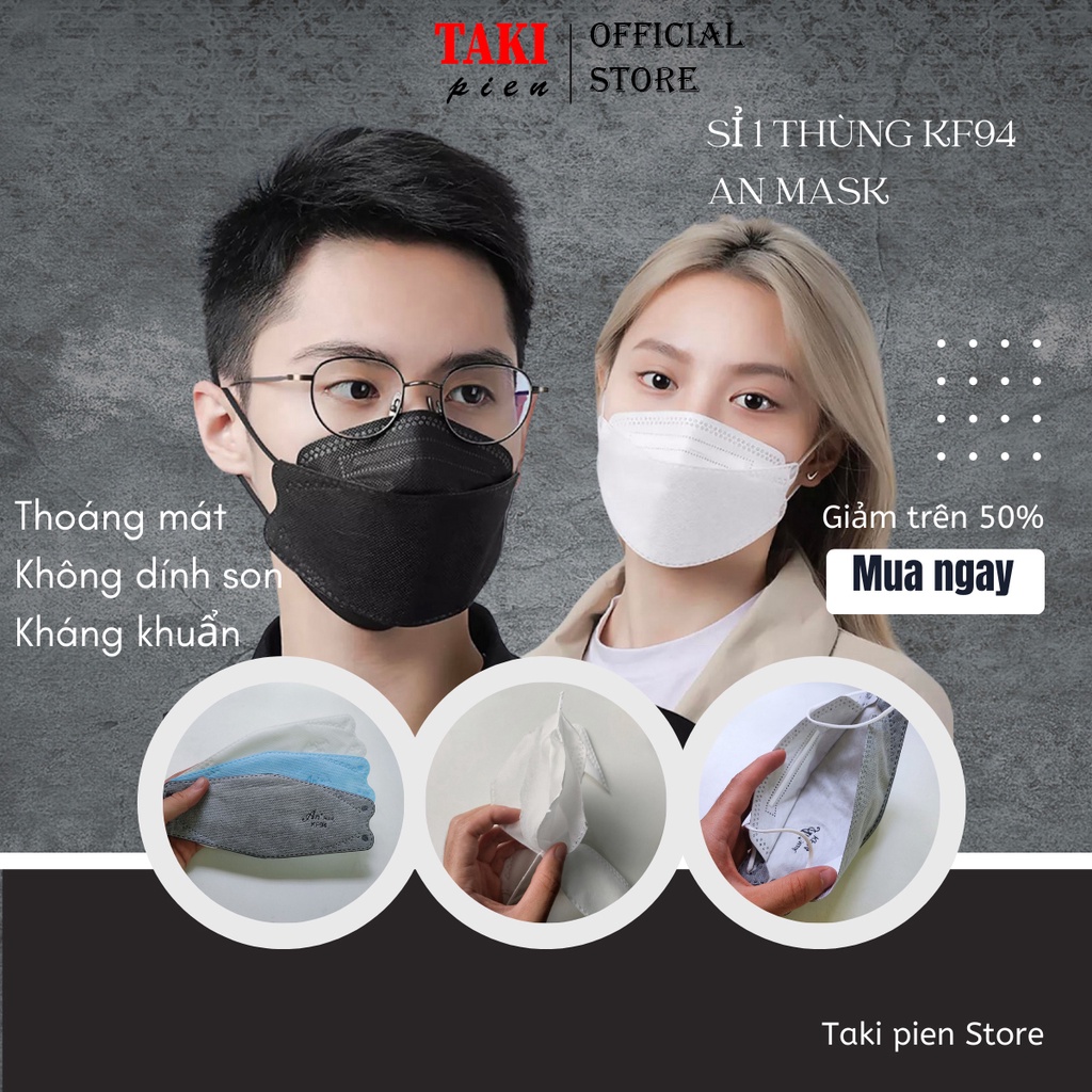 [Sỉ 1 thùng 300 cái] Khẩu trang kf94 hàn quốc An mask chính hãng, kháng khuẩn 4 lớp công nghệ dập hàn quốc chống bụi mịn