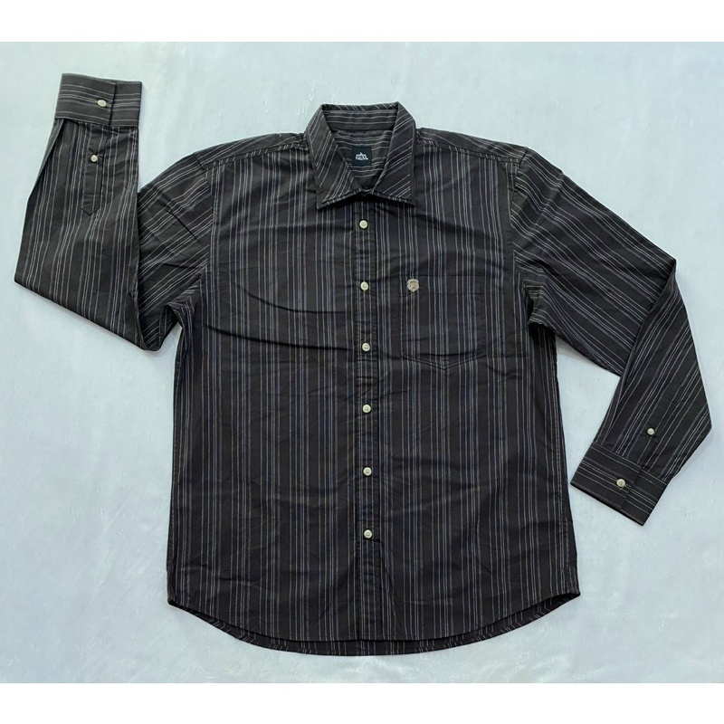 Áo sơ mi nam tay dài kẻ nâu Nino.maxx  - Thanh lý vnxk