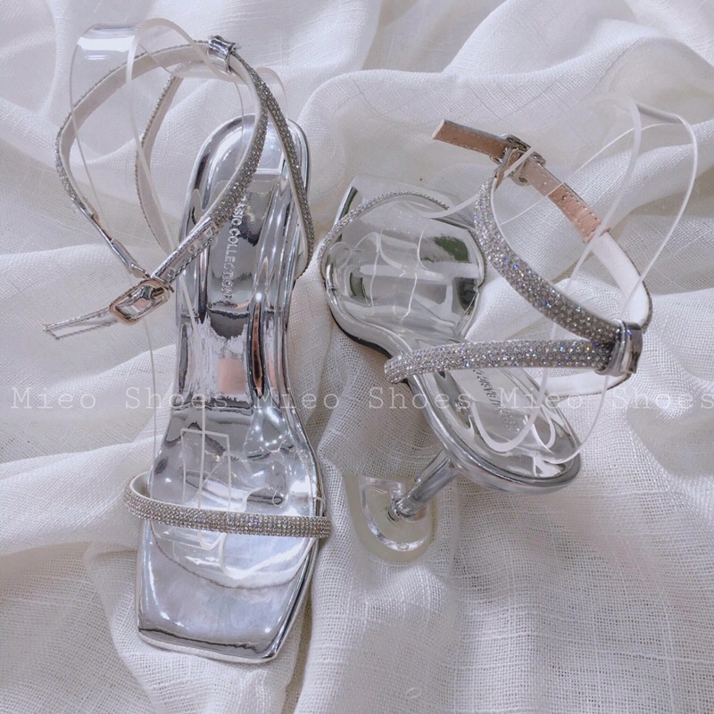 GÓT NHỌN QUAI NGANG ĐÁ NHỎ BẠC LẤP LÁNH CỰC SANG MIEO SHOES ( G699 )