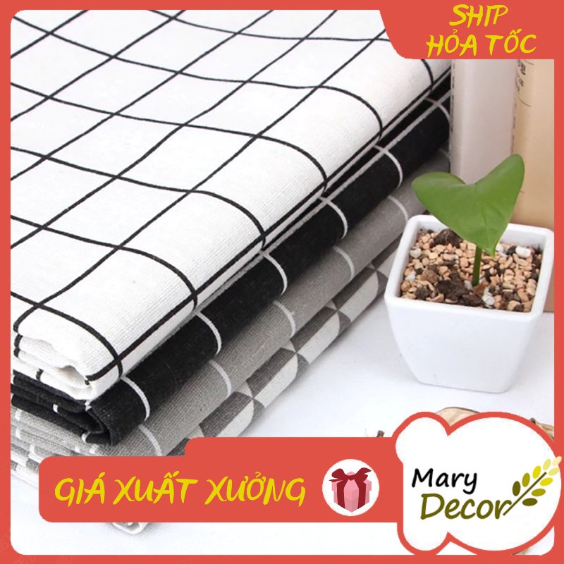 Vải bố caro kẻ đen trắng ghi dùng làm phông nền chụp ảnh đẹp Hàn Quốc 50x50cm