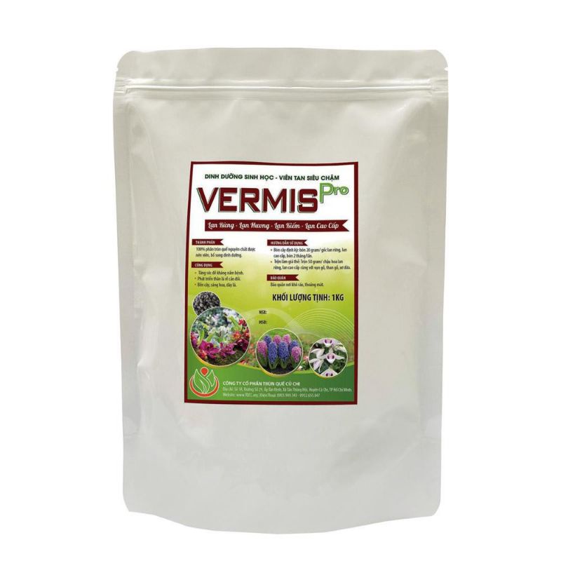 PHÂN TRÙN QUẾ NÉN VIÊN CAO CẤP, VIÊN TO, SIÊU TAN CHẬM VERMIS PRO GÓI 1KG