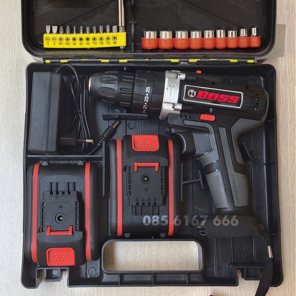 TẶNG BỘ PHỤ KIỆN - MÁY KHOAN BOSS 36V CÓ BÚA LÕI ĐỒNG , KHOAN TƯỜNG BẮN TÔN CỰC KHỎE