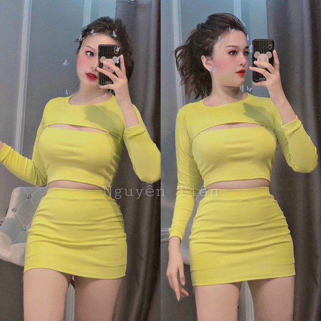 Set áo váy cut out thun thái siêu đẹp Hàng y hình