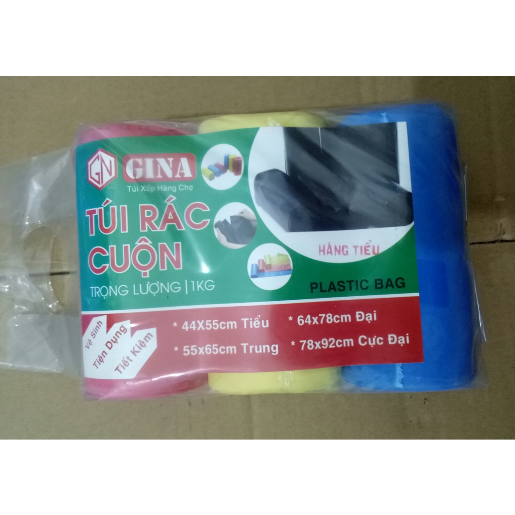 3 cuộn (1kg) túi đựng rác 3 màu / đen