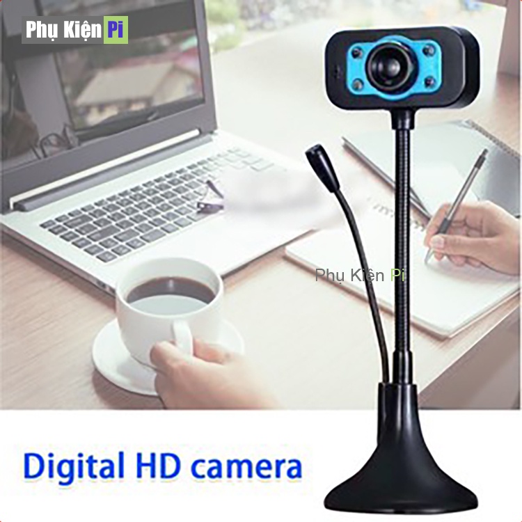 (Bảo hành 06 tháng) Webcam Chân Cao có mic dùng cho máy tính có tích hợp mic và đèn Led trợ sáng - Webcam máy tính để bà