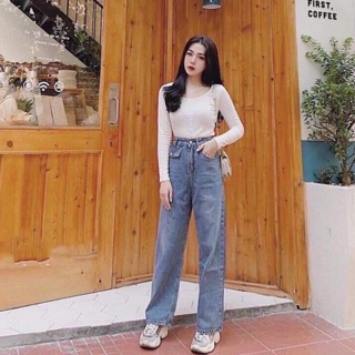 Quần jean ống rộng thiết kế cao cấp