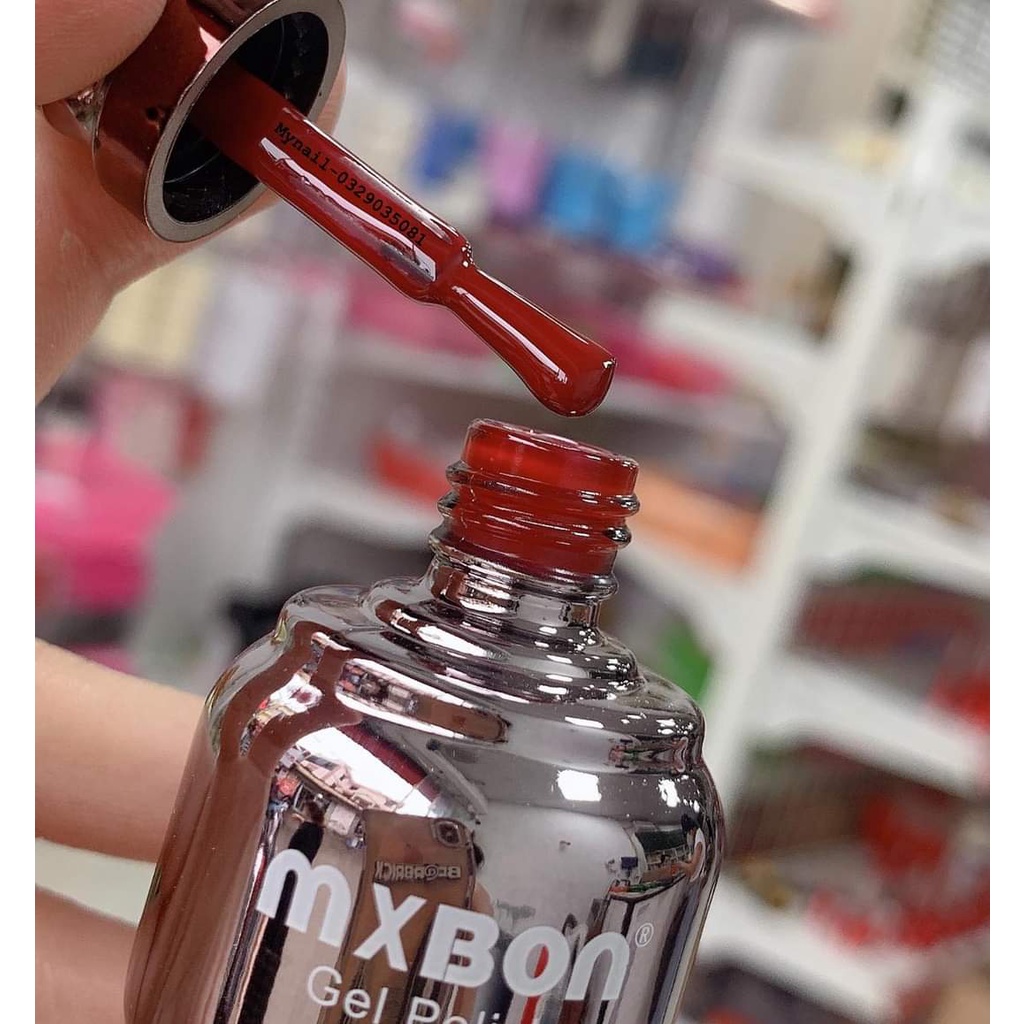 Sơn Gel Đỏ Mxbon Chai 15ml Hàng Chuẩn Lên Màu Chỉ Một Nước Sơn Bán Lẻ Chai