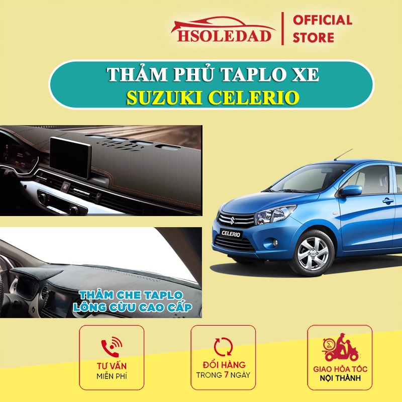 Thảm taplo Celerio bằng lông Cừu 3 lớp hoặc Da Cacbon