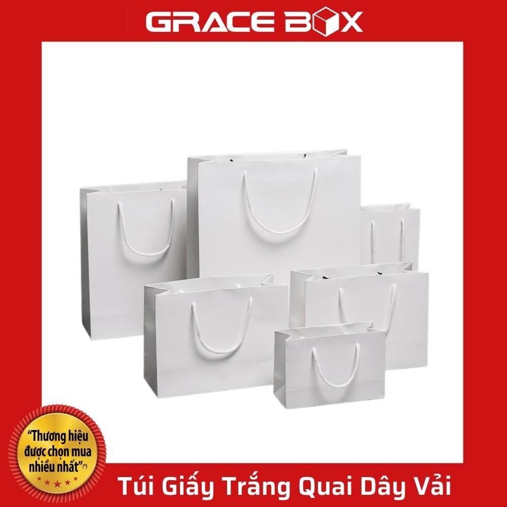 {Giá Sỉ} Túi Giấy Trắng - Quai Dây Vải Chắc Chắn - Nhiều Size - Siêu Thị Bao Bì Grace Box