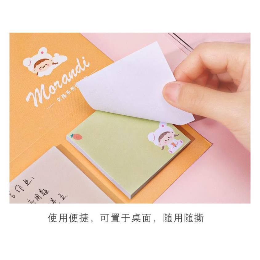 Set 3 tập giấy note Morandi gấu cute H180