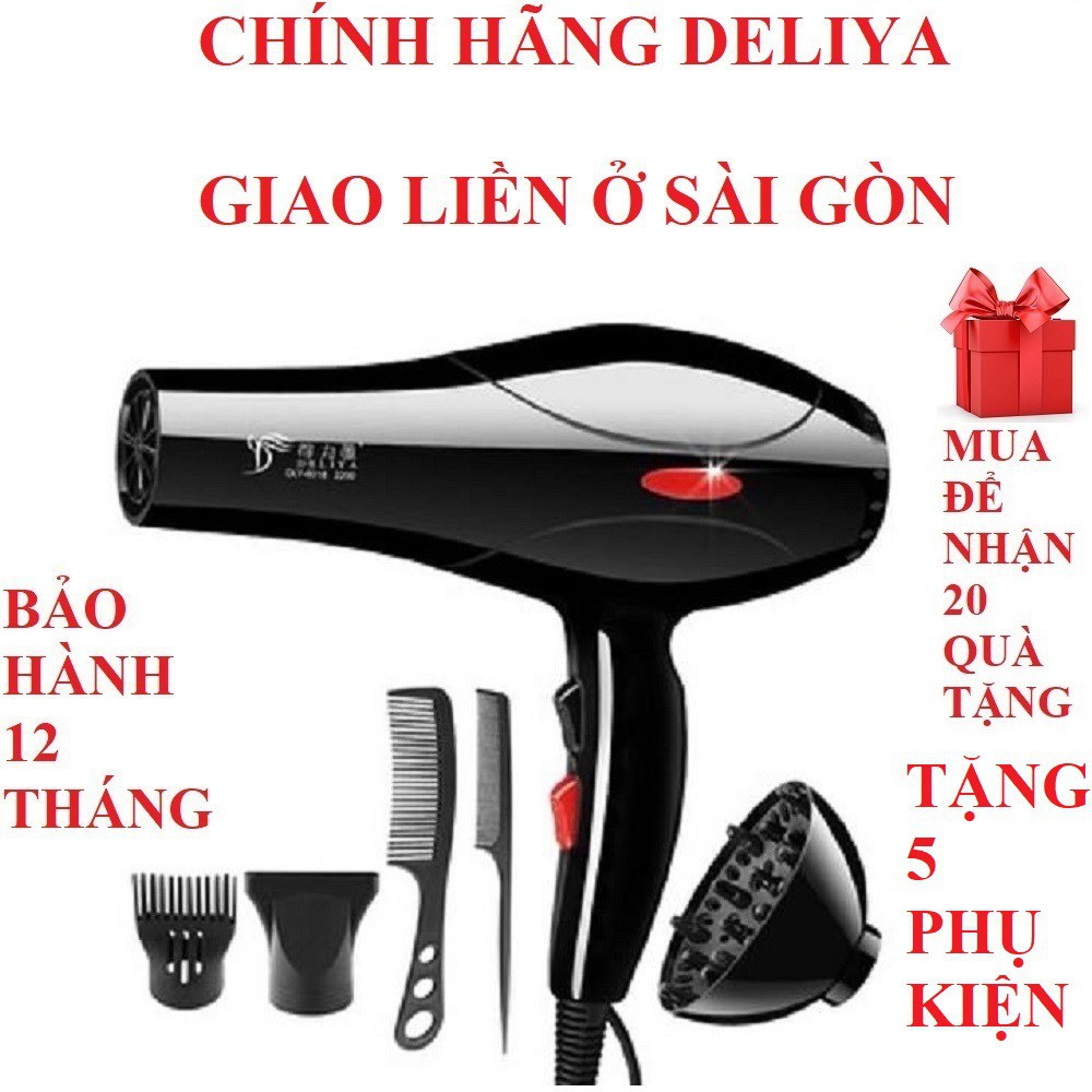Máy sấy tóc máy uốn tóc máy tạo kiểu tóc máy sấy tóc 2 chiều nóng lạnh 2200W 5 phụ kiện chính hãng Deliya .