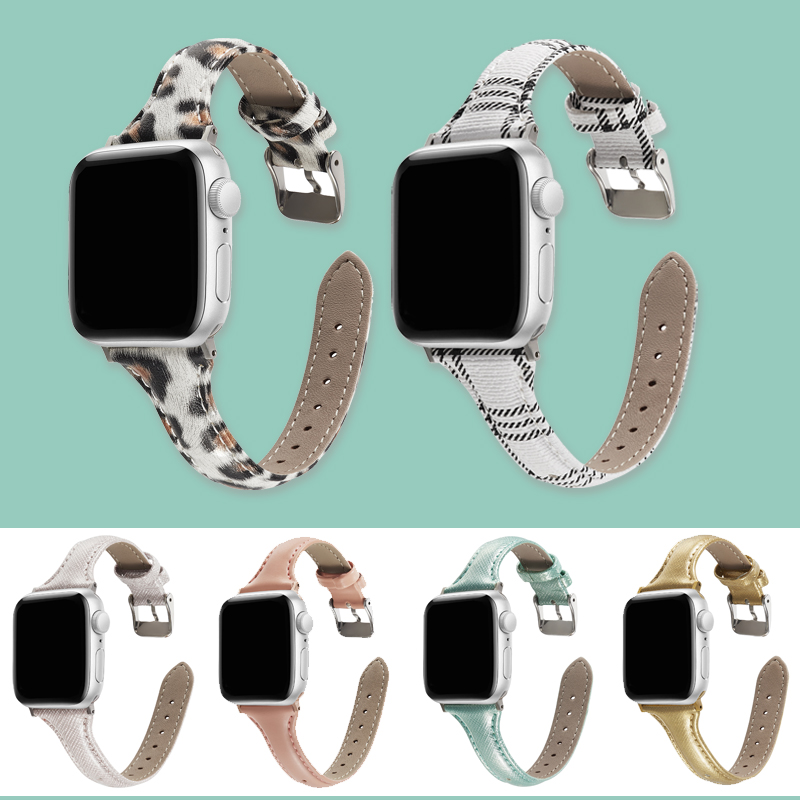 Dây đeo da mỏng 42mm 44mm 38mm 40mm cho đồng hồ thông minh Apple