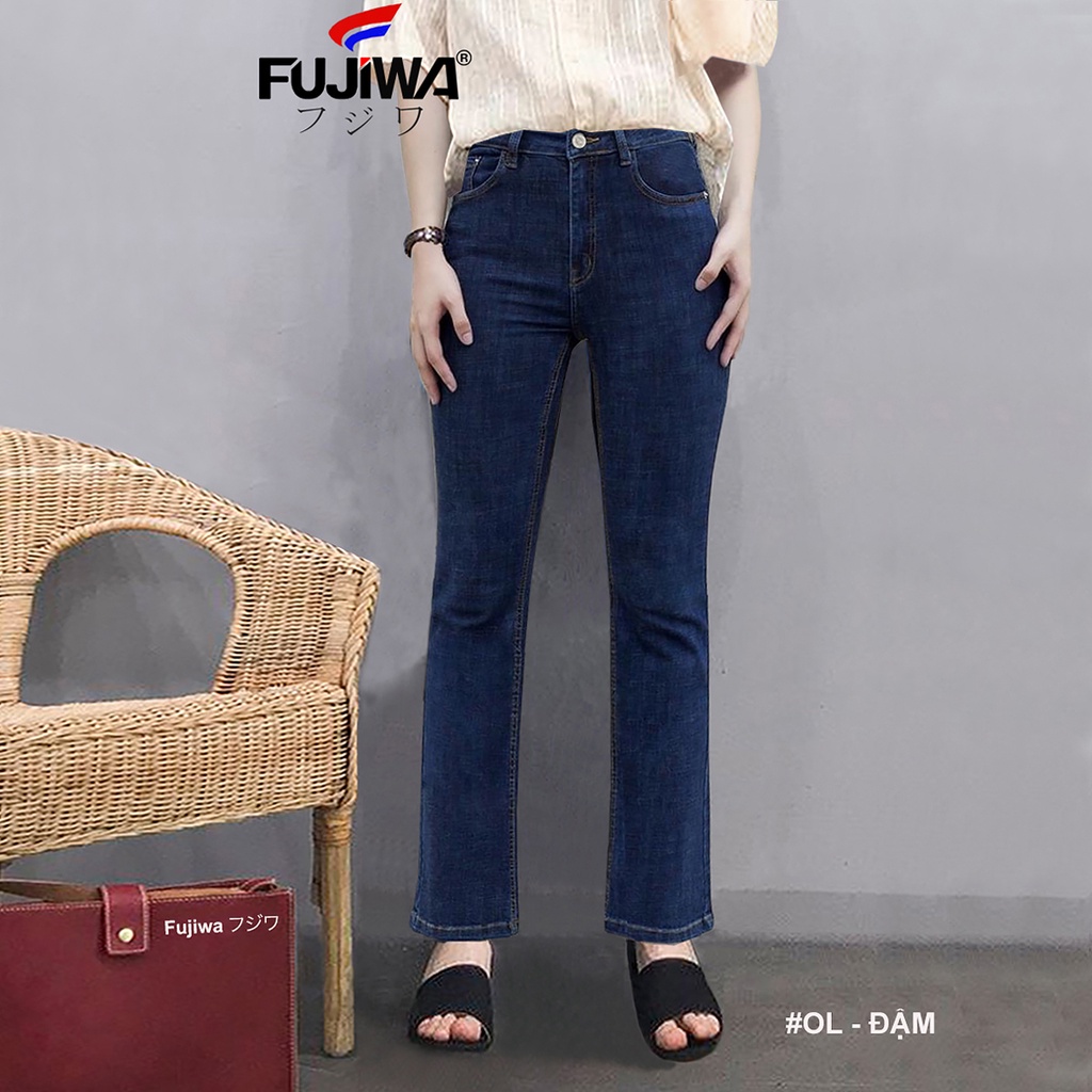 Quần Jean Nữ Ống Đứng Loe Nhẹ FUJIWA - OL. Gấu May Lai, Lưng Ngang Rốn. Size 26, 27, 28, 29, 30, 31, 32 (42kg - 70kg)