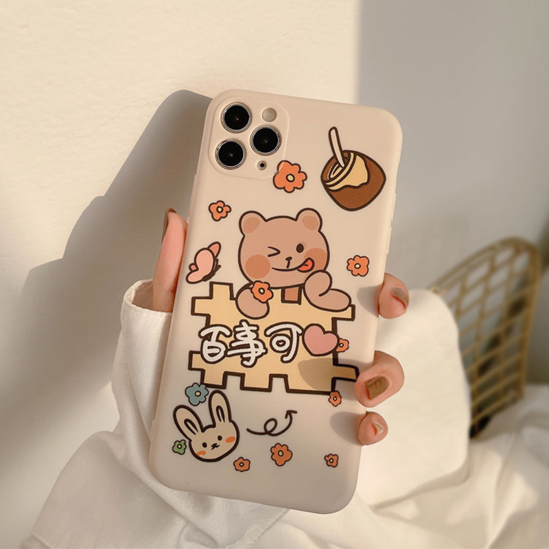 Ốp điện thoại silicon họa tiết gấu hoạt hình cho iPhone 11 Pro Max X Xr Xs Max 7 8 Plus Se 2020 12 pro max 12 mini | BigBuy360 - bigbuy360.vn