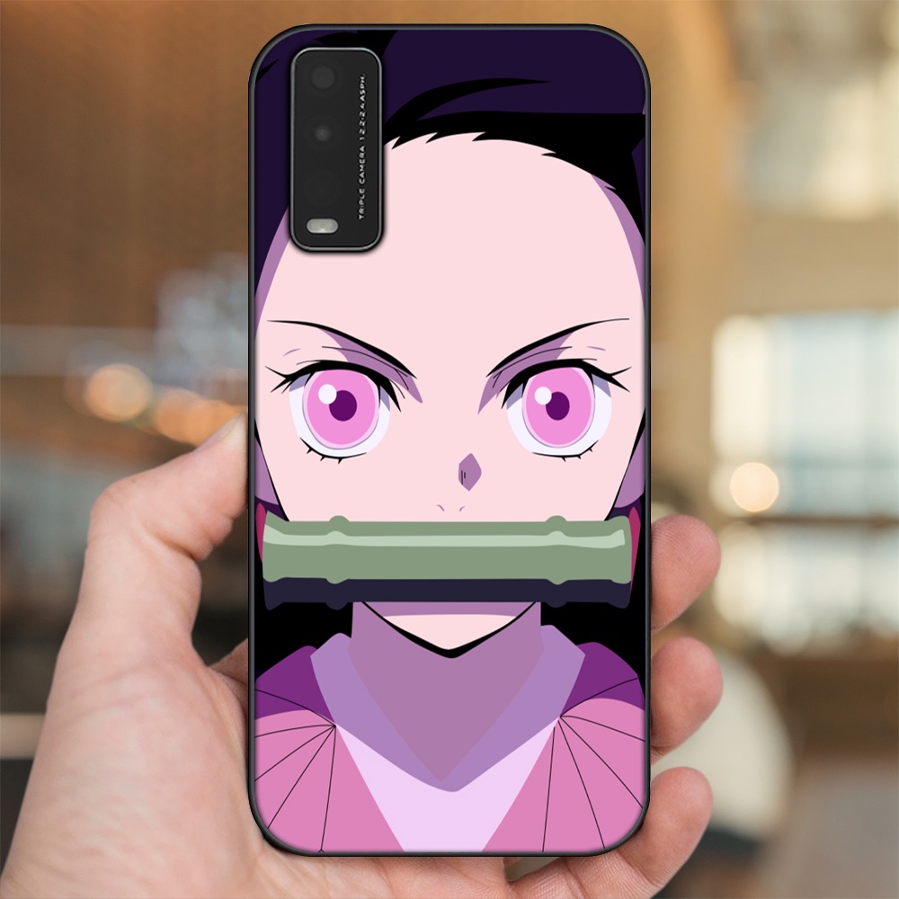 Ốp lưng Vivo Y20, Y20s, Y12s viền đen in hình Nezuko Kimetsu no Yaiba
