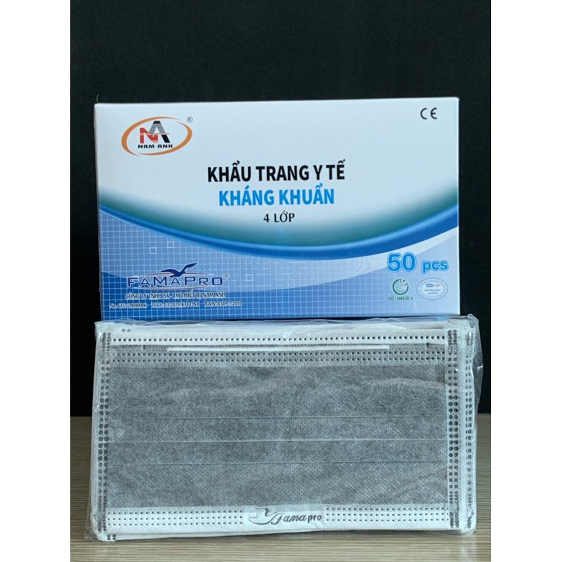 Khẩu Trang Y Tế 4 Lớp Nam Anh [ 1Hộp 50 Cái ] - 4 Lớp FAMAPRO