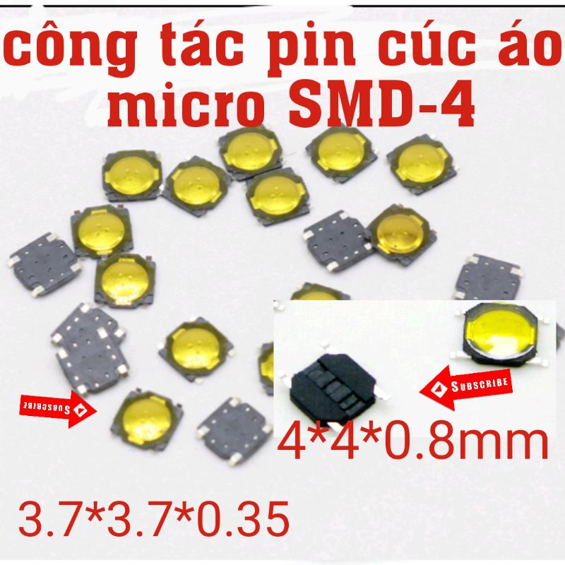 công tắc 4 pin smd 3.7x3.7x0.35mm và smd 4x4x0.8mm