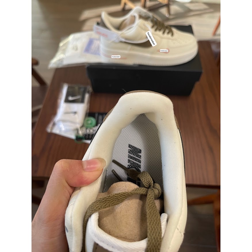 Giày thể thao_AF1 Vệt Nâu, Giày sneaker air force 1 low premium white brown nam nữ cực chất dễ phối đồ