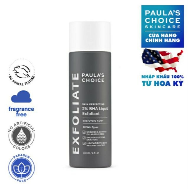 Dung dịch loại bỏ tế bào chết Paula's choice Skin Perfecting 2% BHA Liquid Exfoliant 118ml