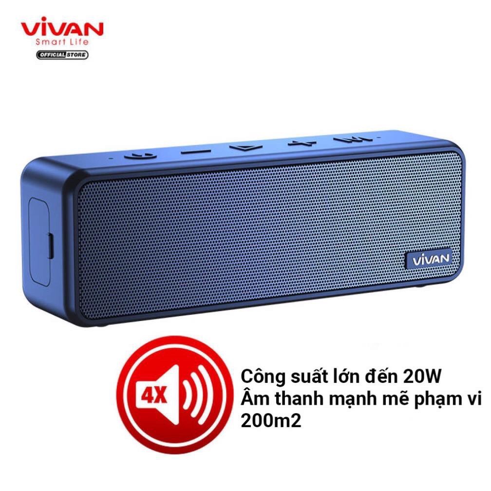 Loa Bluetooth 5.0 VIVAN VS20 Chống Nước IPX7 Công suất 20W Pin 3600mAh Playtime đến 24H Hỗ trợ thẻ Micro SD và cổng AUX