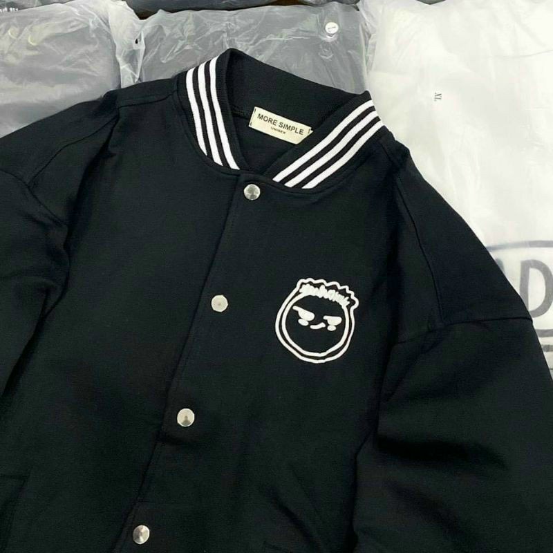 Áo Khoác Bomber Face Nỉ Đen Unisex Zinti AK11