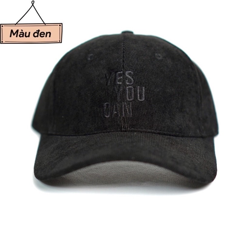 Nón kết nhung gân Yes you can nhiều màu siêu đẹp nam nữ