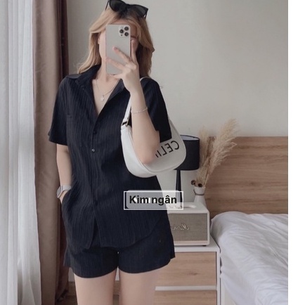 Sét sơ mi tay ngắn + quần short xẻ lưng cột dây bigsize Quỳnh Anh từ 50kg đến 100kg (M/L/XL/XXL)(sét bộ)(sét đi biển)