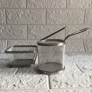 Bộ 2 Rổ lưới Inox vuông tròn dùng cho nhà bếp.