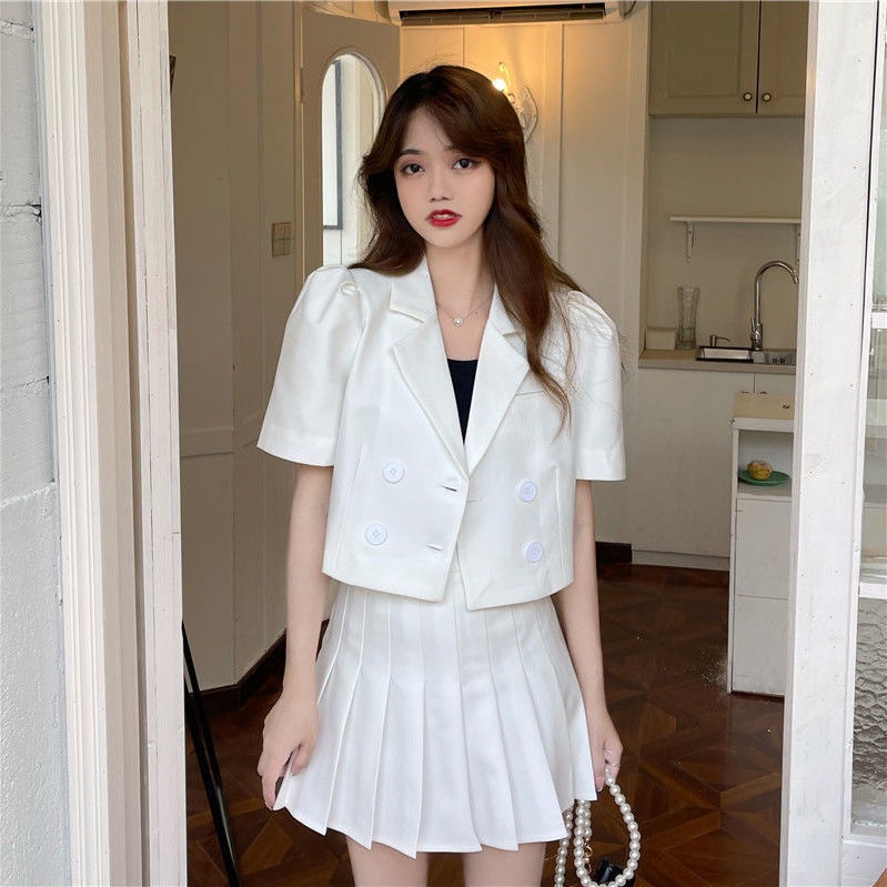 Áo Khoác Vest Tay Ngắn Màu Trắng Thời Trang Xuân Hè Cho Nữ