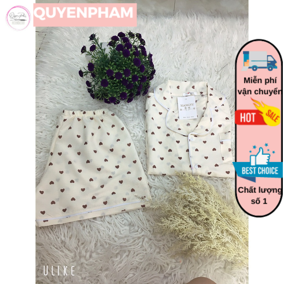 Bộ ngủ nữ Pyjama đũi xốp họa tiết dễ thương cho nữ mặc nhà Freesize Từ 40 - 60 kg