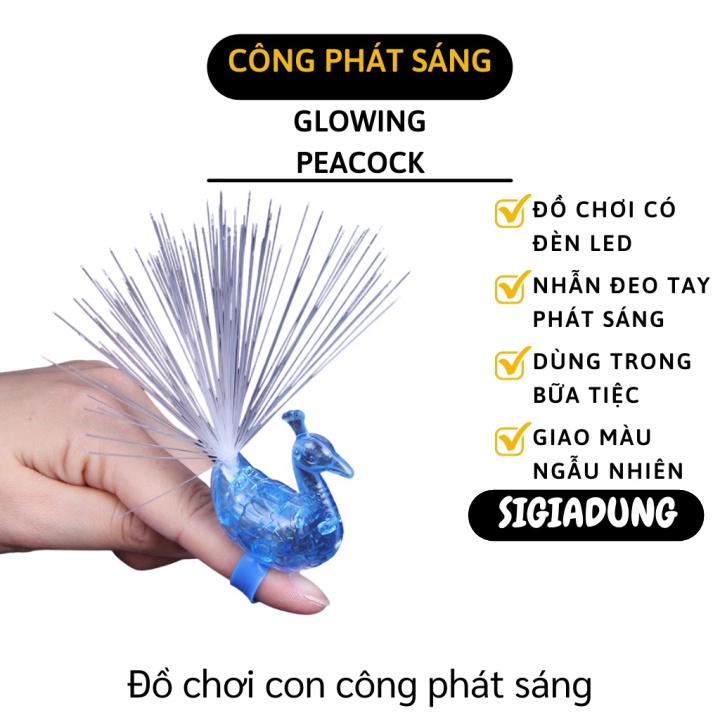 [SGD] Nhẫn Đèn Led - Ngón Tay Phát Sáng Hình Con Công, Thích Hợp Cho Các Bữa Tiệc, Hội 4569