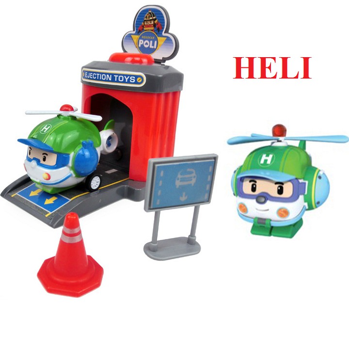 Bộ 4 xe ô tô và nhà đẩy mô hình Robocar Poli và những người bạn