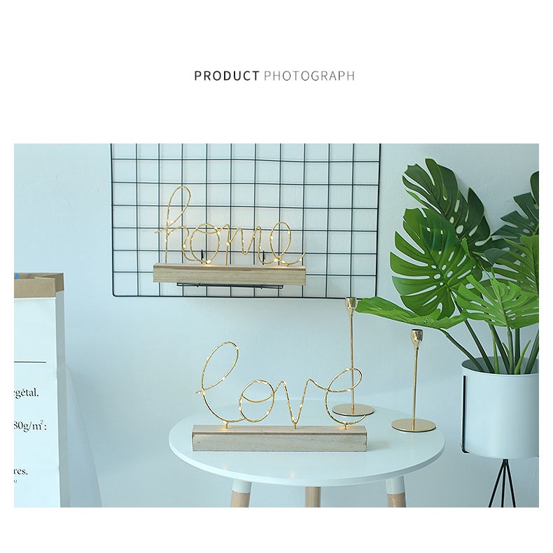 Đèn led decor phòng, quán cafe hình chữ home và love