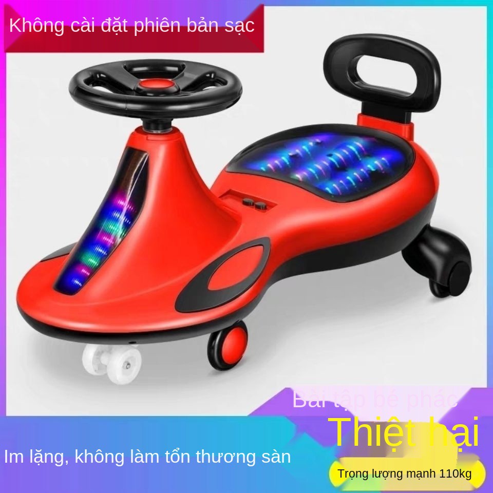 ◘Xe xoay trẻ em đa năng bánh chống lật 1-3 tuổi xích đu cho bé 6 Nữu trơn trượt, người lớn ngồi được