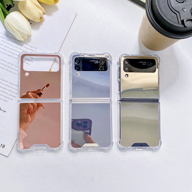 Ốp Điện Thoại Mềm Chống Sốc Tráng Gương Trang Điểm Phong Cách Sang Trọng Dành Cho Samsung Galaxy Z Flip 4 Flip4